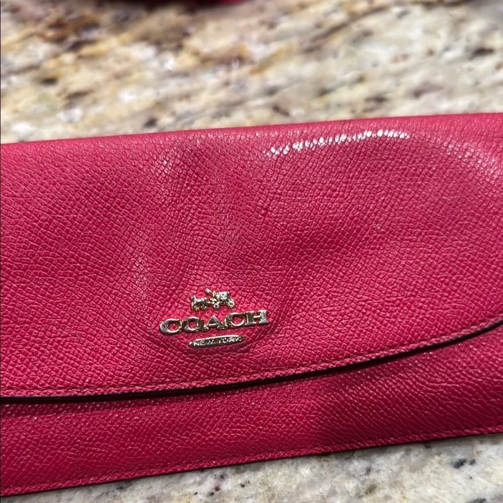 Coach Red Leather Wallet Classic Compact Design